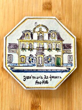 Vintage Hand Painted Portuguese Azulejo Tile Trivet Of José Maria da Fonsec Wine